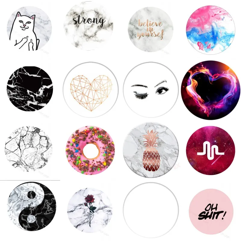 

Mobile Phone Support bracket With Print Designs Marble Donut CellPhone Stand Finger Fit Grip Holder for xiaomi Huawei