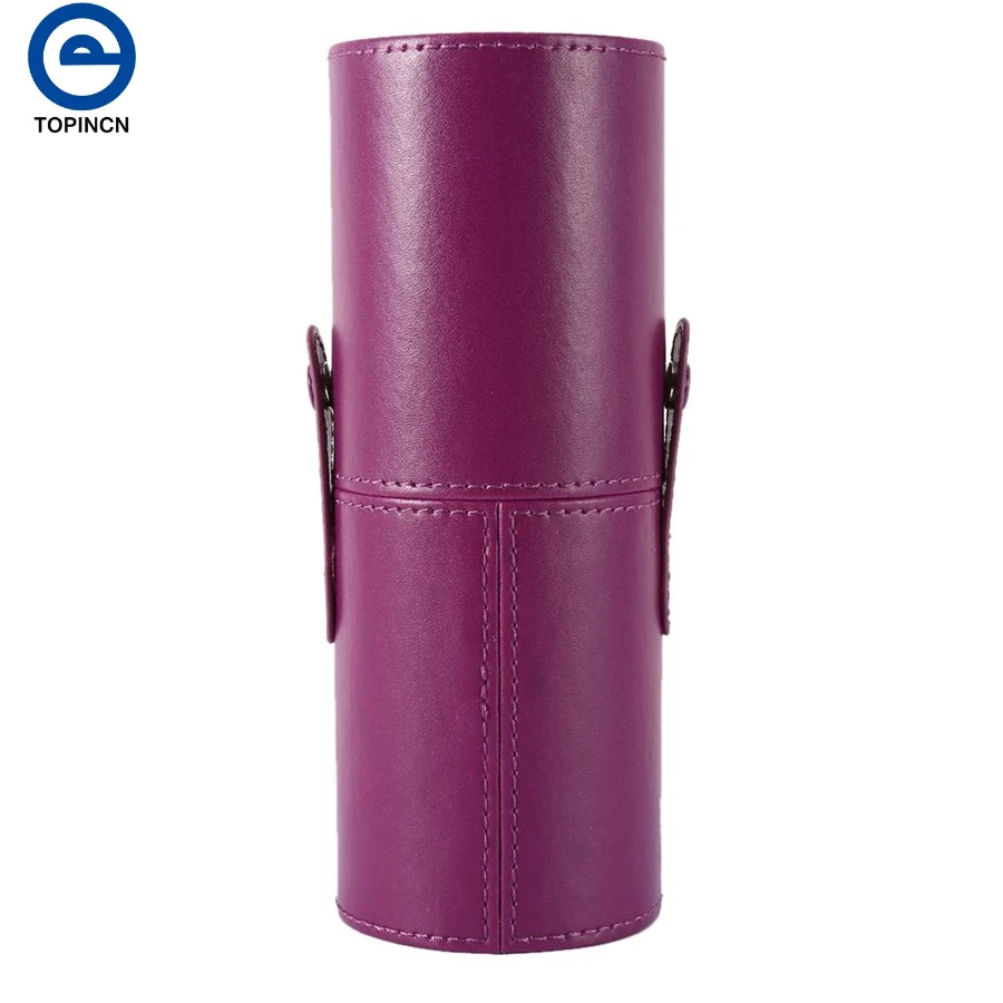 

4 Colors Portable Makeup Brush Bag Round Pen Holder Cosmetic Case Make Up Tool PU Leather Cup Container Solid Maquiagem Case