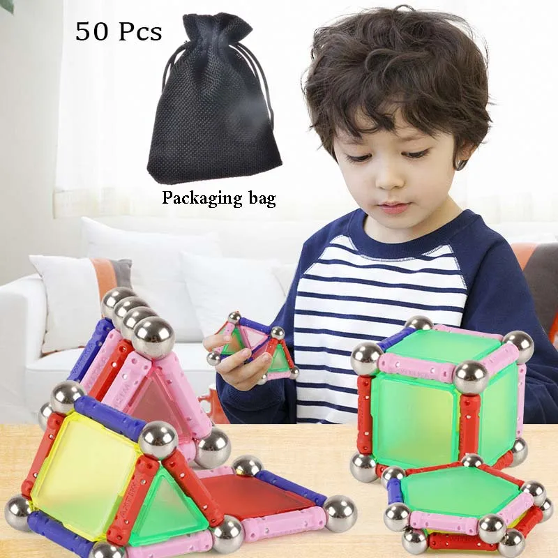 

50 Piece Magnetic Tile Set Toys, Magnetic Building Blocks Kit for kids,2D/3D Educational Creativity STEM Toys for Children