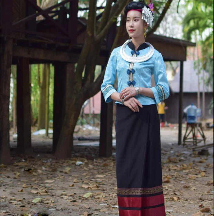 Летняя одежда YunNan Dehong; традиционная одежда в стиле ретро; тонкие синие женские костюмы; куртка+ юбка; разбрызгивающая вода; праздничное платье