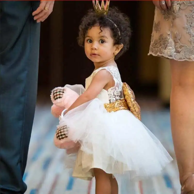 Wholesale 2017 Summer New Baby Girl Princess Dress Sequins Big Bow Lace Sleeveless Party Wedding Dress Children Clothing 1-7Y Buy Cheap 2017 Summer New Baby Girl Princess Dress Sequins Big Bow Lace Sleeveless Party Wedding Dress Children Clothing 1-7Y