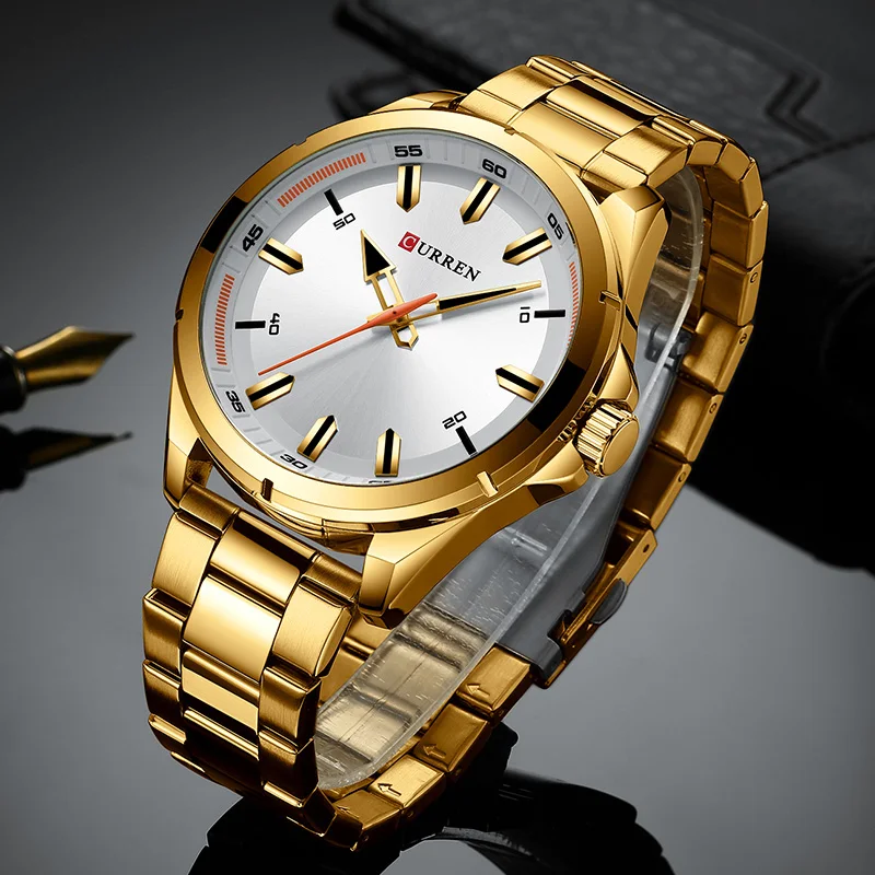 Curren золотые часы для мужчин лучший бренд класса люкс Модные мужские наручные часы кварцевые нержавеющая сталь золотые мужские часы Relogio Masculino
