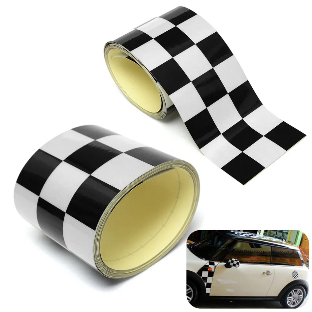 

275*7.6cm Vinyl Decal Tape Black&White Checkered Vehicle Sticker Fashion Vinyl Wrap For Car Bike Motorcycle Truck Car styling