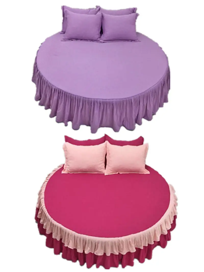

20 styles 100% cotton solid color bed skirt single piece / three sets of round sheets soft / comfortable / breathable bedspread