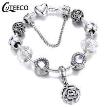 CUTEECO Silver Plated AAA Zircon Flower Pendant Charm Bracelets For Women Marano Beads Fit Brand Bracelet Jewelry Dropshipping туфли lino marano lino marano li826awcjjb4