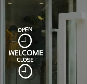 

Business Hours Glass Window Stickers Custom Letter Number Shop Open Time Sticker Fashion Window Glass Door Time Poster Stickers