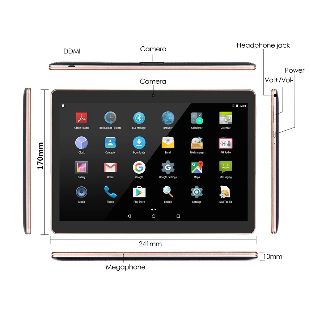 Планшет 10 1 дюймов SANNUO Android 7 0 3g/WiFi 2 + 16 ГБ четырехъядерный dual card standby 1280 * 800IPS экран