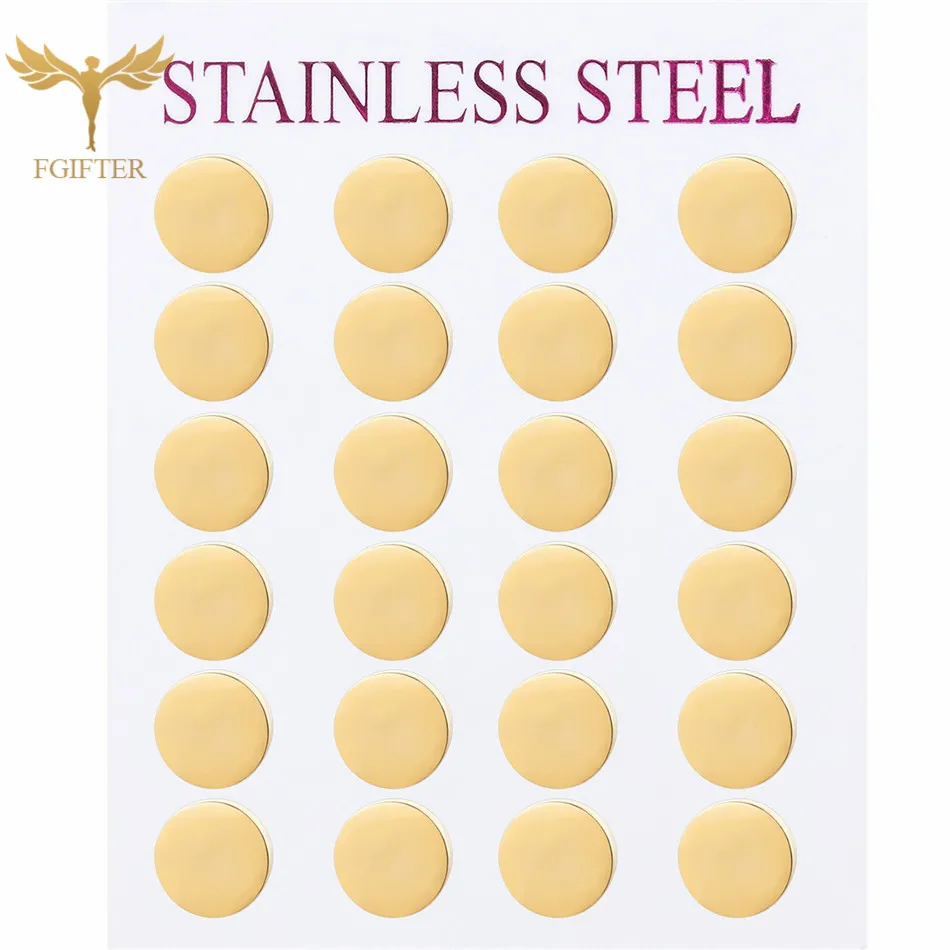 12 пар/лот,, круглые золотые серьги-гвоздики из нержавеющей стали для женщин, ювелирные изделия для ушей