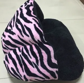 

Free shipping pet cat dog puppy soft fleece sleeping bag bed house mat nest zebra style pink