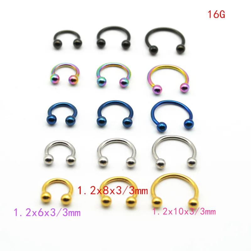Кольцо для носа Horsehoe из хирургической стали 316L круглое кольцо пирсинга ювелирное