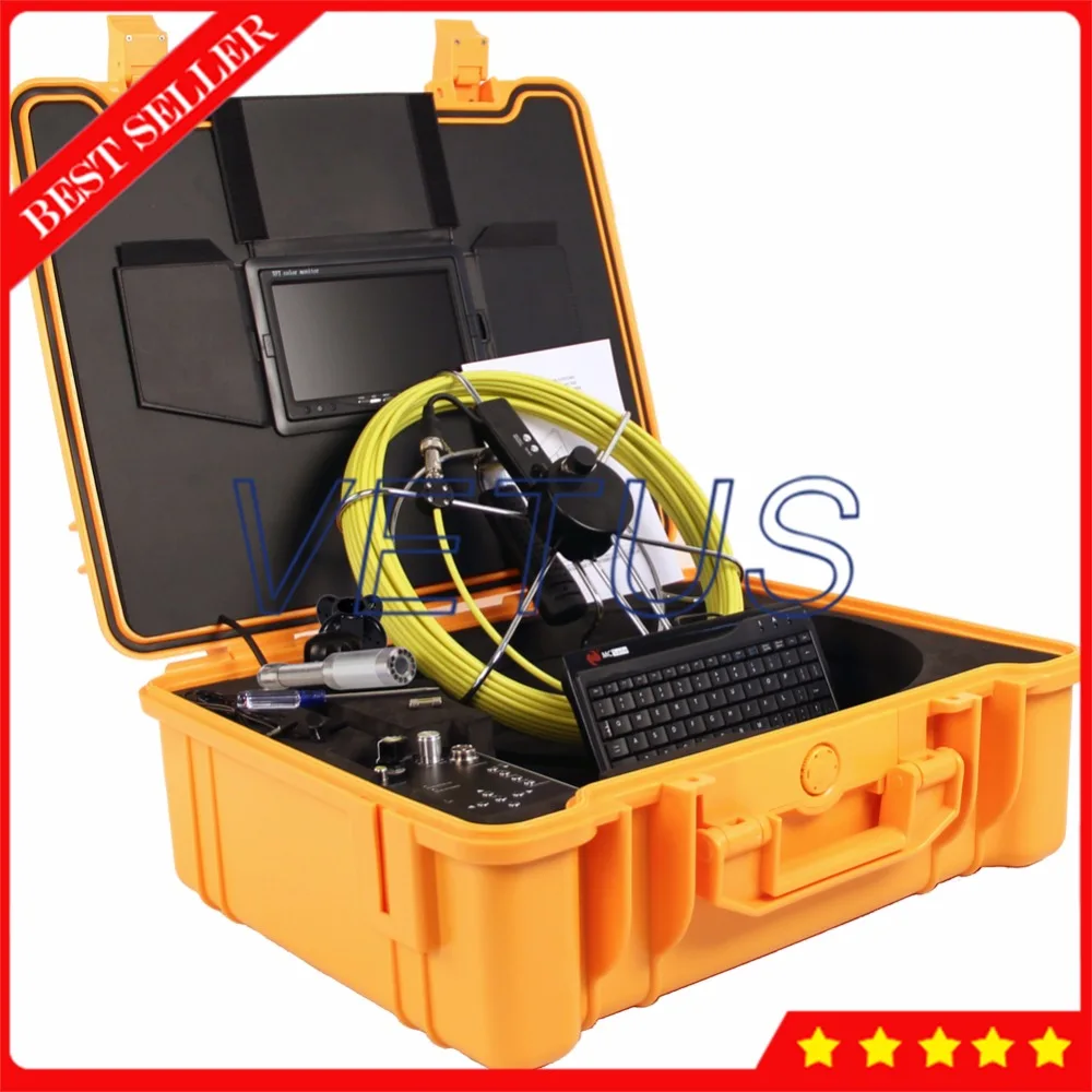 

Industrial Endoscope Boroscope Pipe Sewer Inspection Video Camera with Keyboard Meter Counter Built Transmitter Locator 710DNLKC