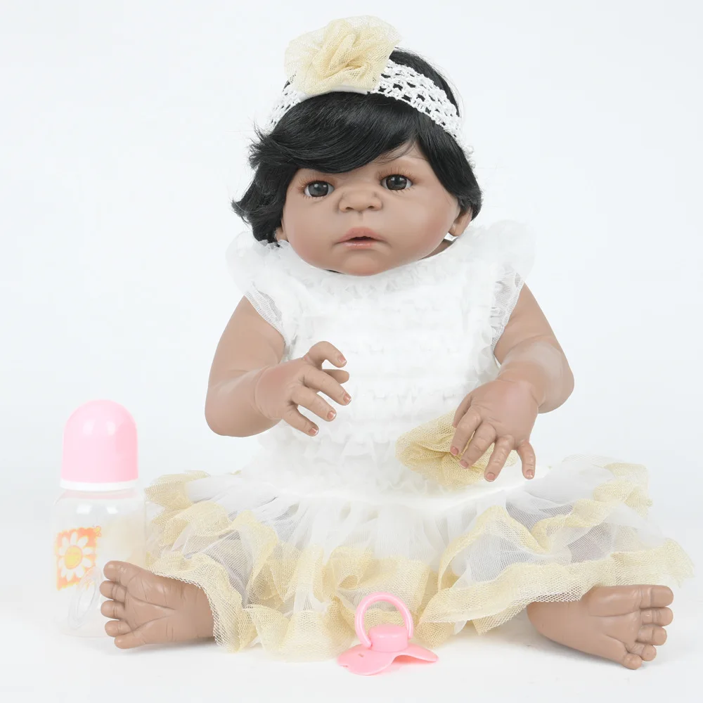 

22 Inch Soft Full Silicone Reborn Baby Doll Realistic Newborn Girl Dolls for Kids Toy Birthday Xmas New Year Gift