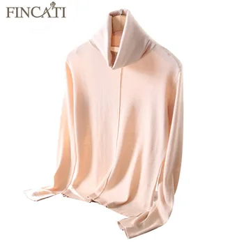 

Women's Sweater Autumn Winter Cashmere Blending Turn-Down Collar Casual Slim Soft Femme Bottom Shirts Pulls Women