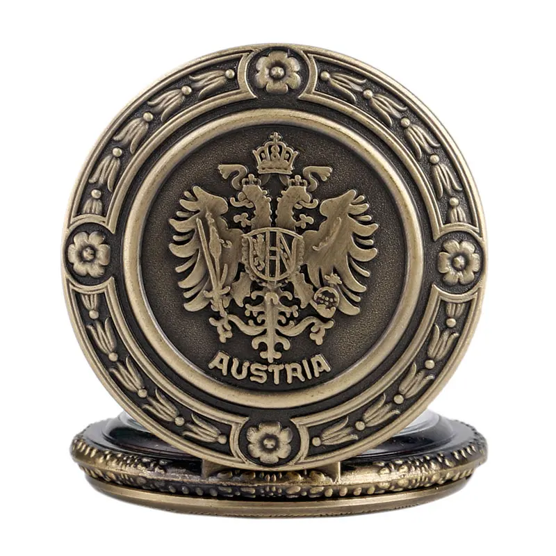 

Antique Style National Emblem Austria The Double Eagle Quartz Pocket Watch Pendant Men Women Necklace Bronze Causal Xmas Gift
