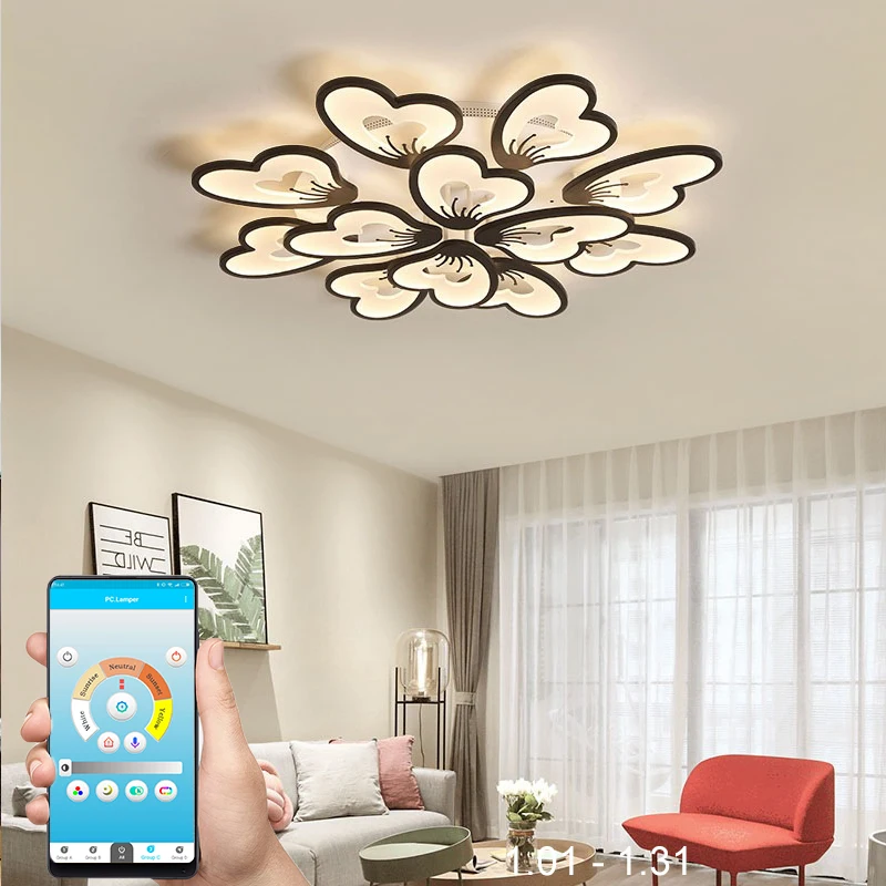 

Modern led chandelier APP with remote control acrylic lamp for living room bedroom kitchen home chandelier ceiling