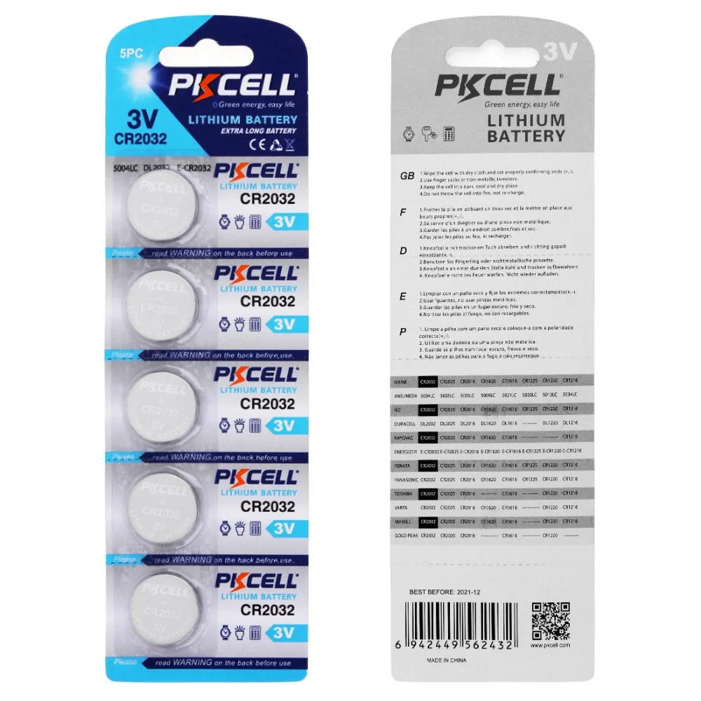 5 шт.! Литий ионный аккумулятор PKCELL CR2032 CR 2032 3 в 220 мАч|lithium battery|cr lithium batterybateria cr2032 |