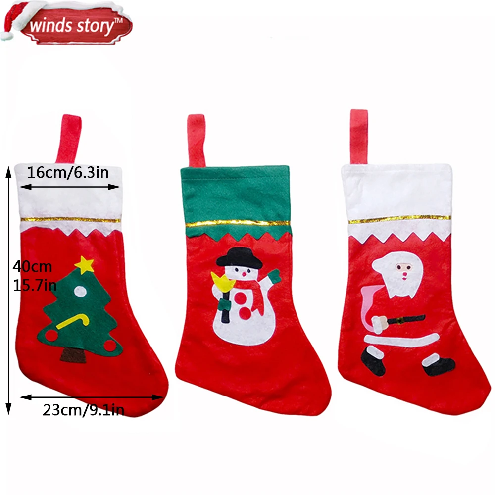 5pieces Thicken Christmas Stocking Decoration Santa Claus Snowman