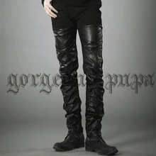 27-44 новая мужская одежда GD стилист волос Мода Подиум не основной сплайсинга кожаные брюки плюс размер костюмы