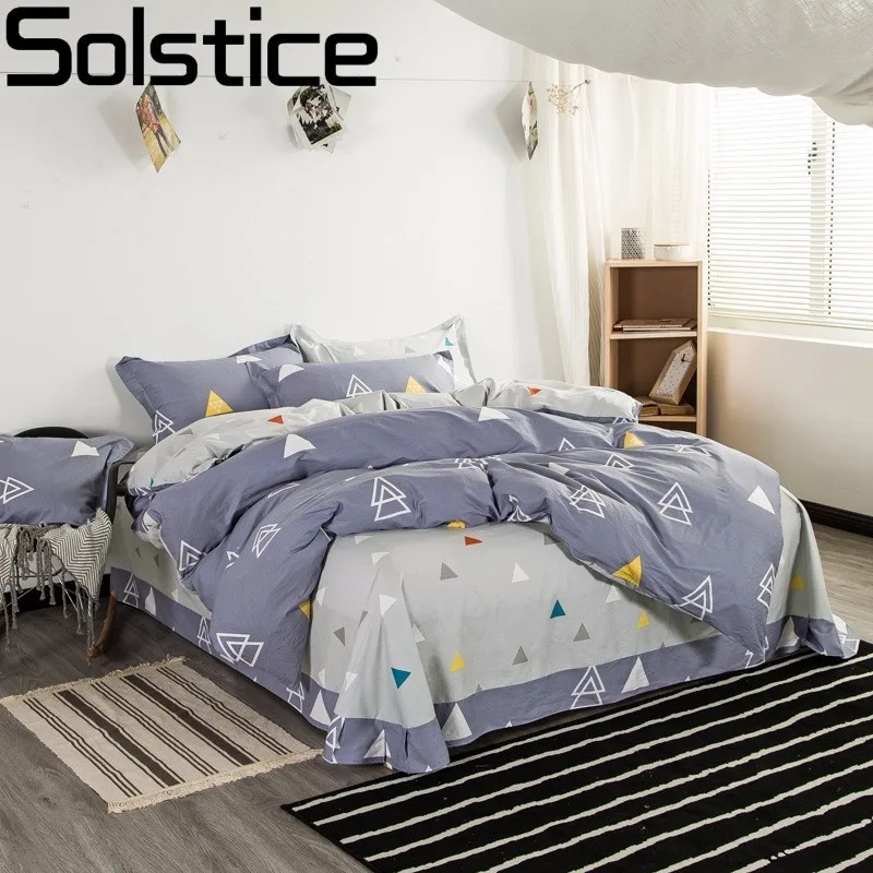 

Solstice Textile Cotton Bedclothes Simple Geometric Triangle Style 4pcs Bedding Sets Duvet Cover Sets Pillowcase Queen King 30