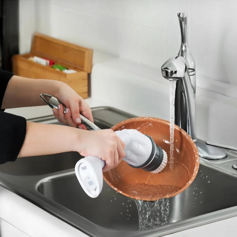 

Cordless Power Spin Muscle Scrubber Brush Set with 2 Heads Rechargable Cleaning Brushes for Washing Dishes Kitchen Sink Tub Tile