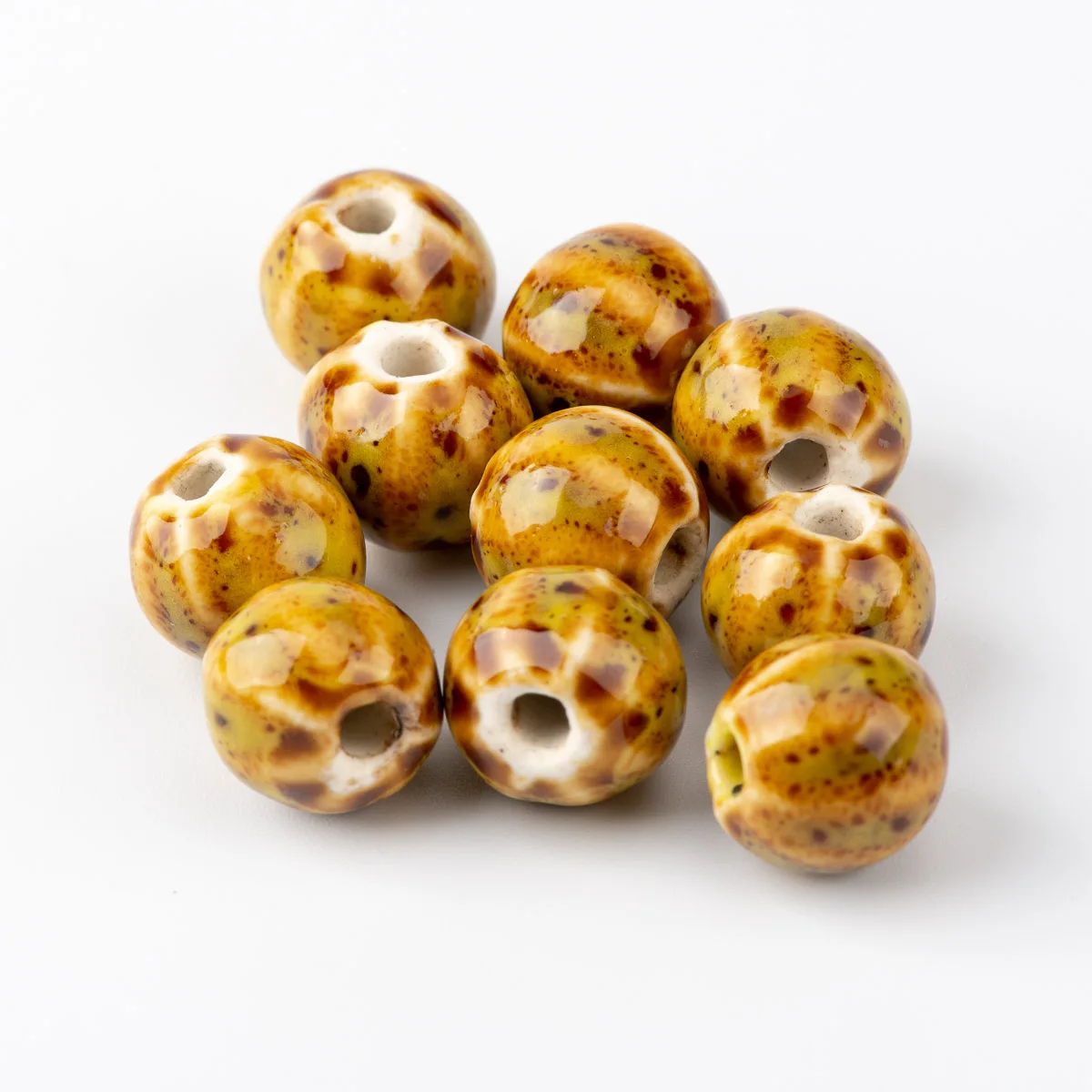 10 Porcelain Pumpkin Beads Orange Ceramic 13mm Findings