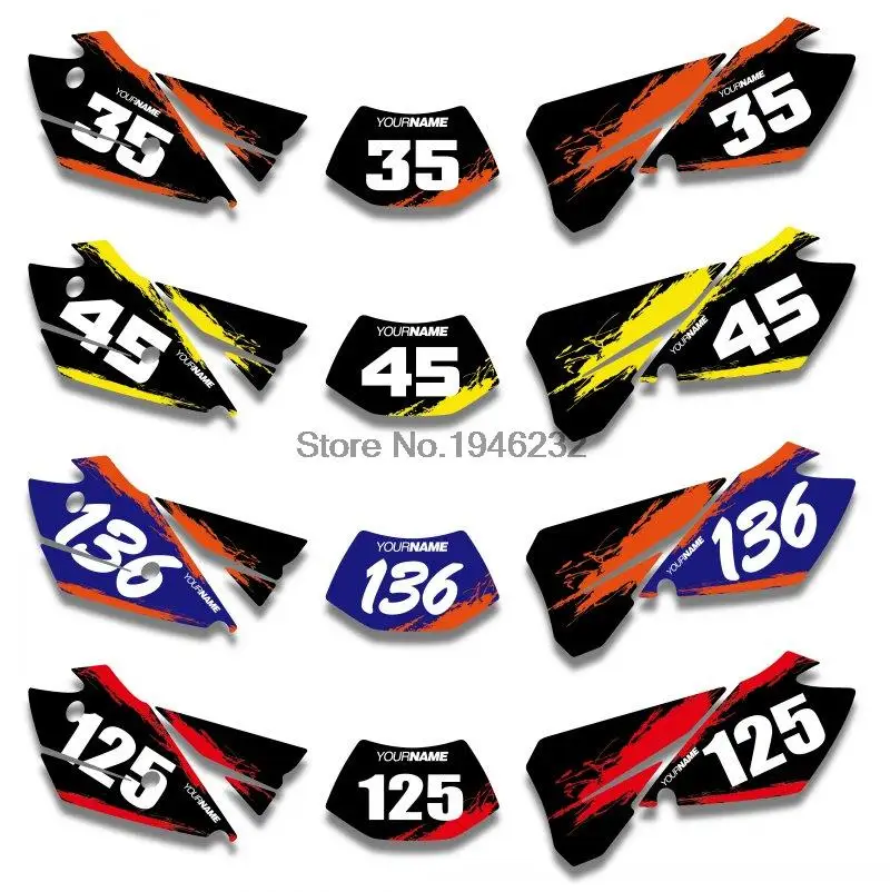 

For KTM EXC 125/200/250/300/400/450/525 2004 Custom Number Plate Backgrounds Graphics Sticker & Decals Kit
