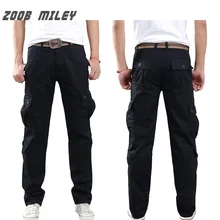 Zoob Майли Модные мужские мешковатые Брюки карго мульти-карманы Комбинезоны для девочек хлопок Повседневное длинные брюки плюс Размеры 28-42 без ремень
