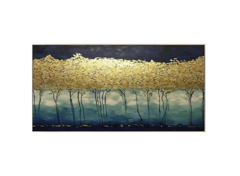 

Hand paintedNordic canvas painting quadro gold blue painting texture abstract flowers painting wall art pictures for living room