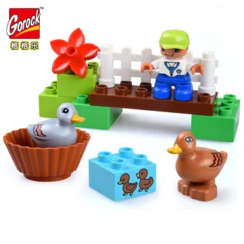 

13PCS Original Classic Animal Zoo Big Building Blocks Kids Toys DIY Set Brick Compatible with Duplo duck blocks for kids Gifts