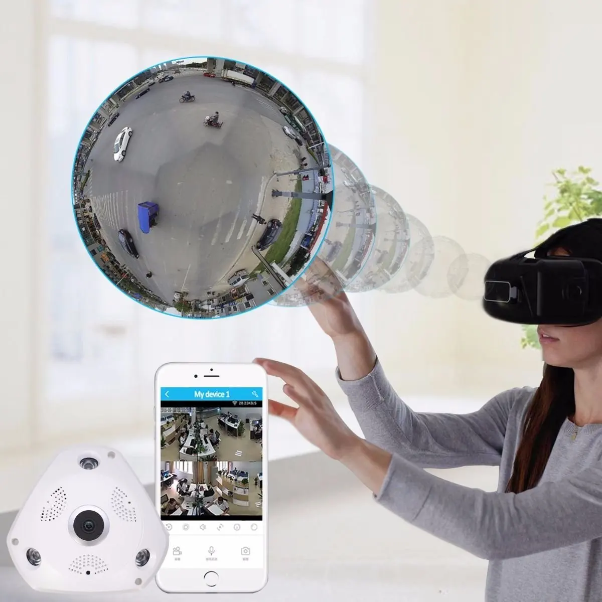 HBUDS 1.3MP 1280960P HD панорамный вид VR IP wifi 360 градусов 3D рыбий глаз Сеть CCTV камера