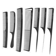 Профессиональная расческа для хвоста, 7 шт. карбоновая расческа Антистатическая щетка для волос Расческа черного цвета, термостойкая стрижка гребень T& G-08 для салона