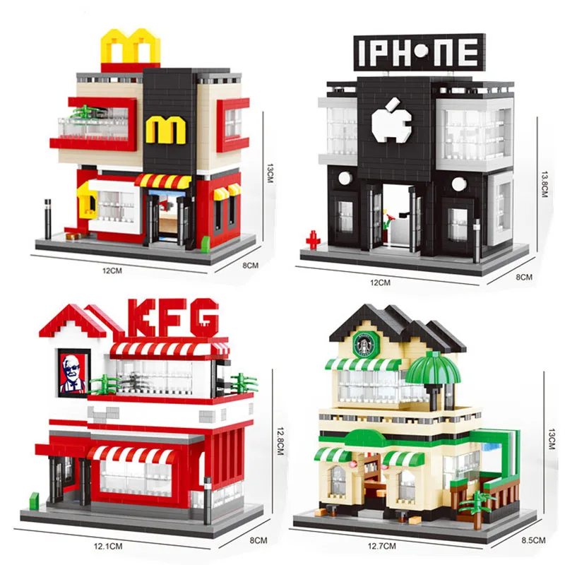 

Mini Brick Balody Street Block Phone Coffee Shop Fast Food Store DIY cartoon Building Toy For Children no box