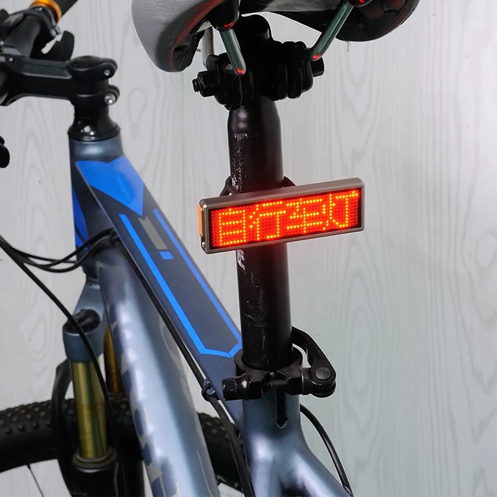 DIY LED Waterproof Taillight Programmable LED Electronic Advertising Display Bicycle USB
