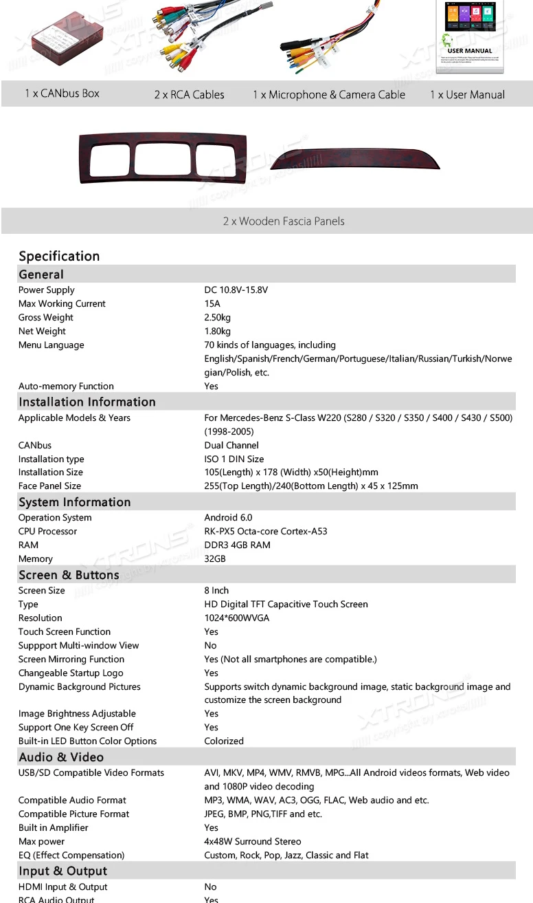 Top Android 6.0 OS 8" Octa-Core Car Multimedia Navigation GPS Radio for Mercedes-Benz S-Class W220 1998-2005 with 4GB RAM 32GB ROM 22 Top Android 6.0 OS 8" Octa-Core Car Multimedia Navigation GPS Radio for Mercedes-Benz S-Class W220 1998-2005 with 4GB RAM 32GB ROM 22