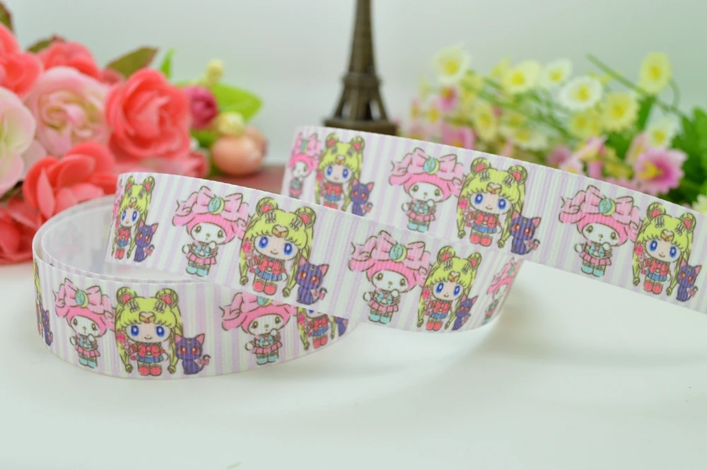 DUWES 7/8 &quot22 мм 2 5 10 50 ярдов Сейлор Мун my melody Pretty Cure Printed grosgrain лента для волос бант