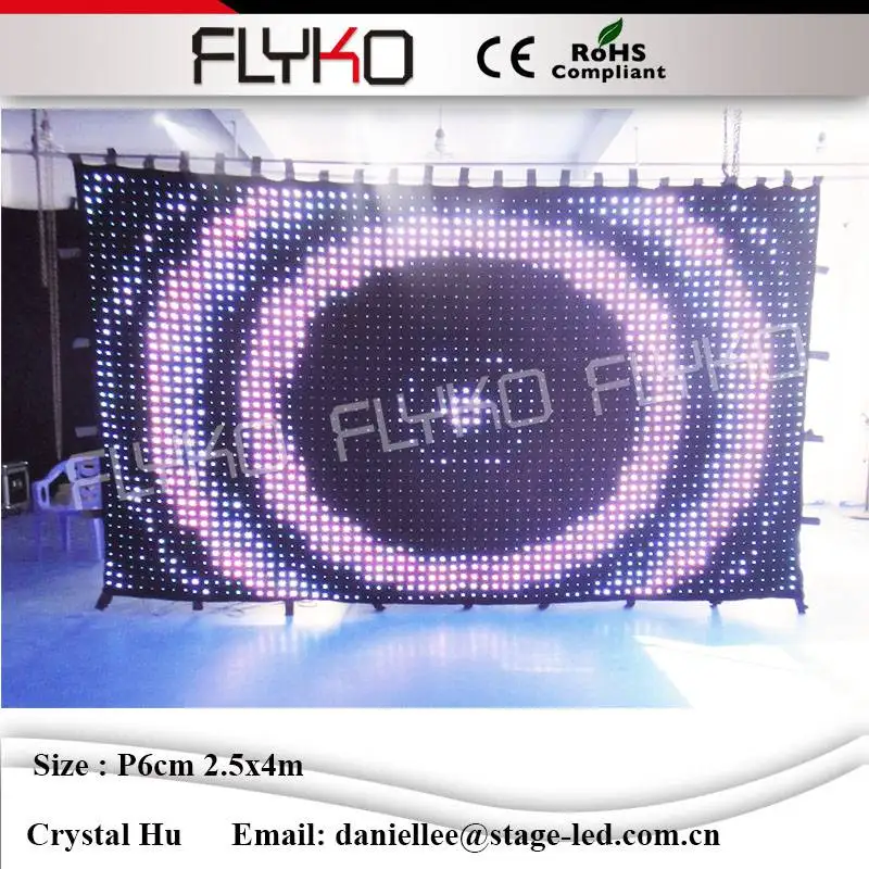 

Stage lighting curtain hot selling P60mm 2.5x4m high brightness pc controller dj stage led video curtain Backdrops wall