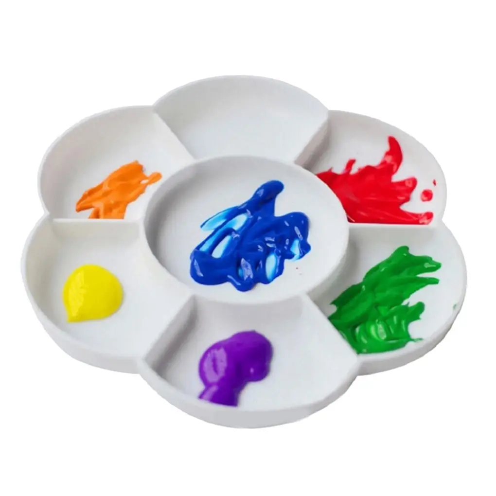 

Acrylic 7-Parts Plum Blossom Palette Floral Painting Color Dish for Watercolor Douache Sketching