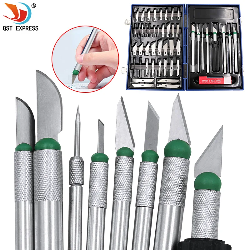 

52pcs/set Craft Artwork Cutting Knife DIY Carving Knife Stencil Scoring Hobby Chiseling Model Repairing Sculpture Scalpel Knife