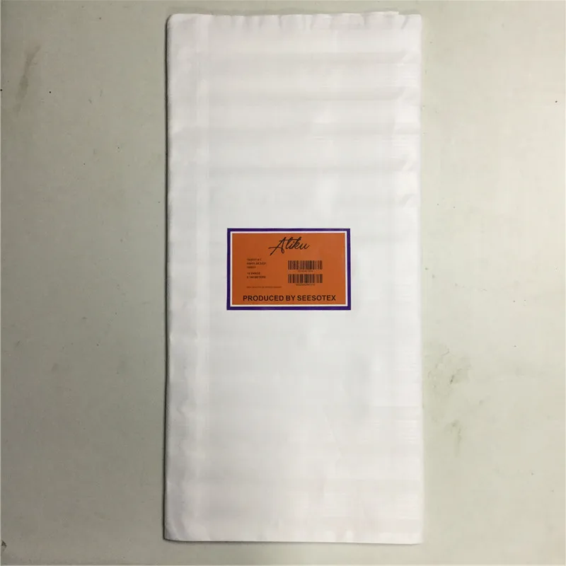 Белый нигерийская ткань Atiku кружева для Мужская одежда 10 метров кусок хлопка Atiku ткани, симпатичная Хлопковая пижама Atiku Материал-J5