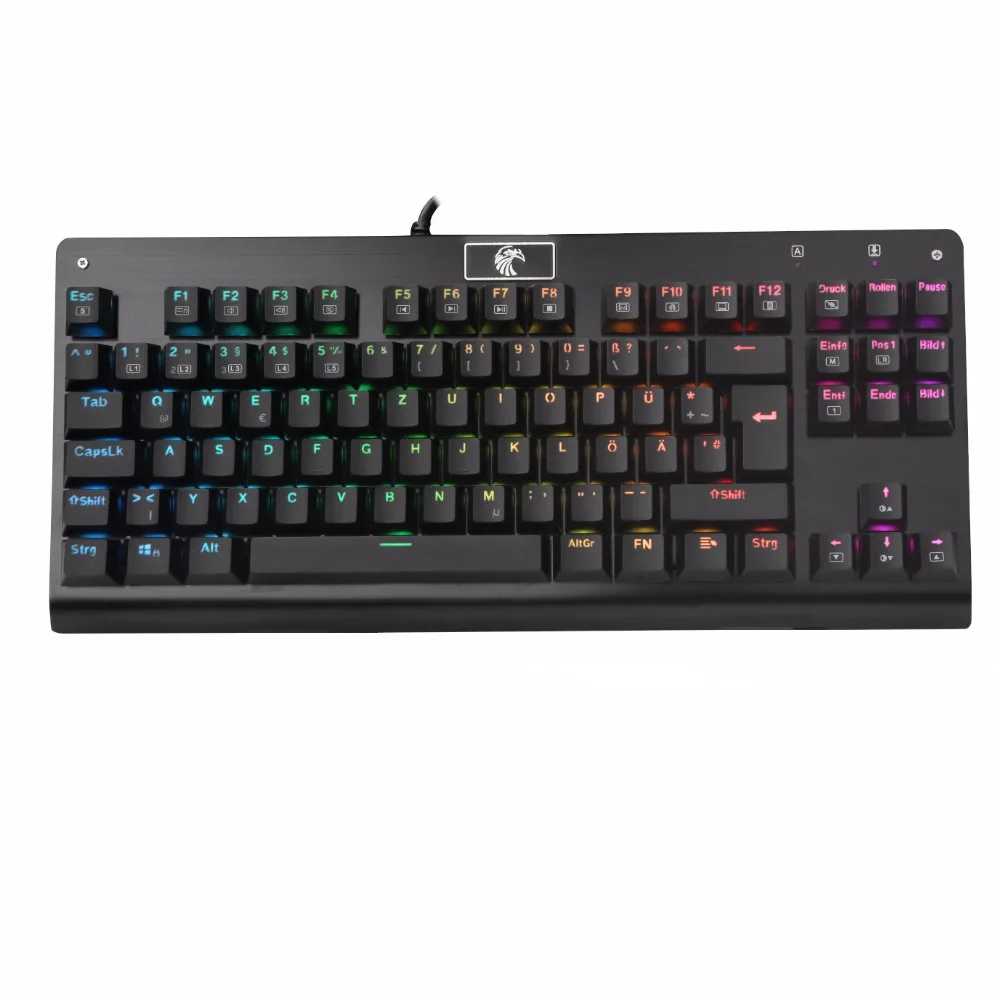 Z-77 Немецкая раскладка RGB Механическая игровая светодиодная подсветка клавиатуры 88 клавиш Сменные синие переключатели