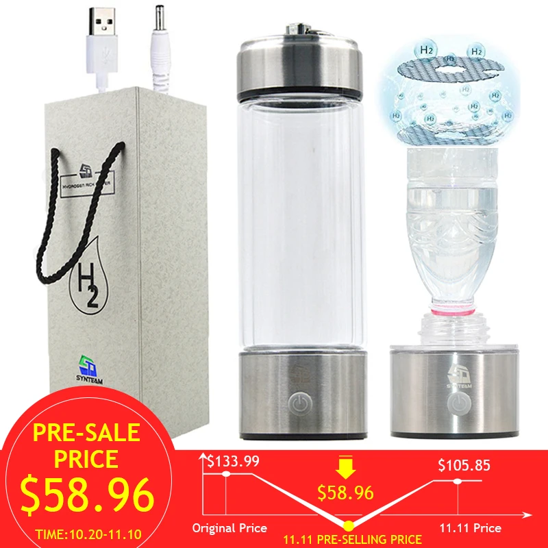 

Synteam Hydrogen Water Ionizer Portable Multi-functional Adapter Mineral Water Bottle Alkaline Water Hydrogen Generator WAC018