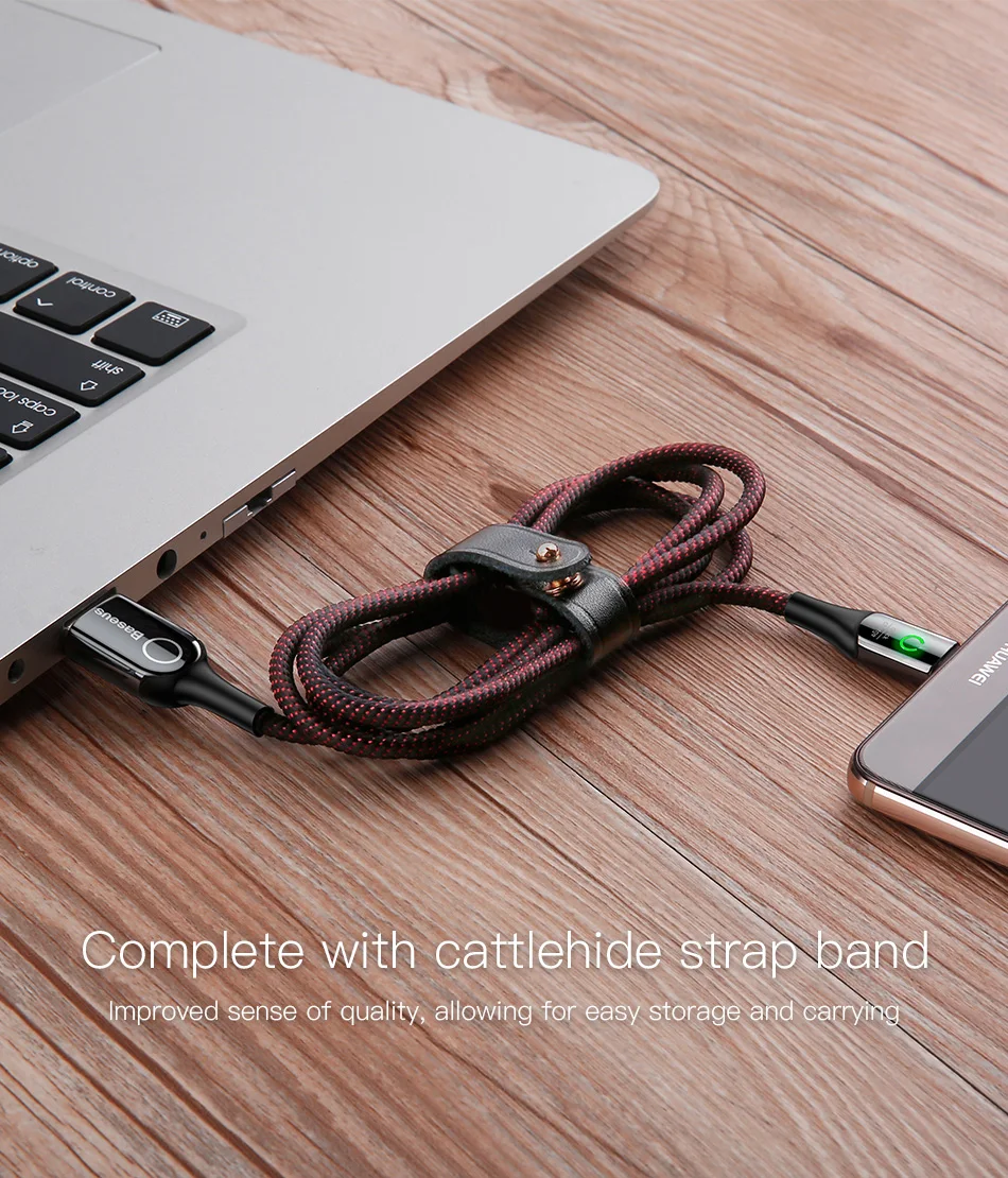 Baseus 3A умный кабель USB C для OnePlus 6 huawei Xiaomi Quick Charge 3,0 type C кабель для синхронизации данных светодиодный кабель type-c