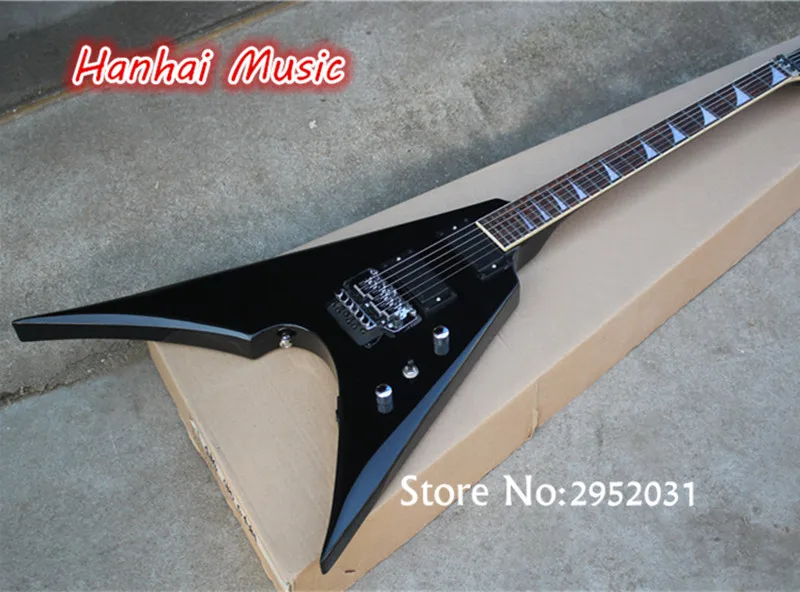 

Hot Sale Custom Electric Guitar,Floyd Rose,Black Hardware,Unusual Shape Flying V Shape,Active Circuit,can be Customized