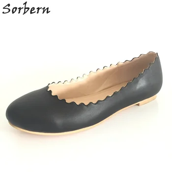 

Sorbern Comfortable Round Toe Black Flat Shoes Women Custom Color Plus Size 33-46 Slip On Shoes For Women Flat Heels Size 43