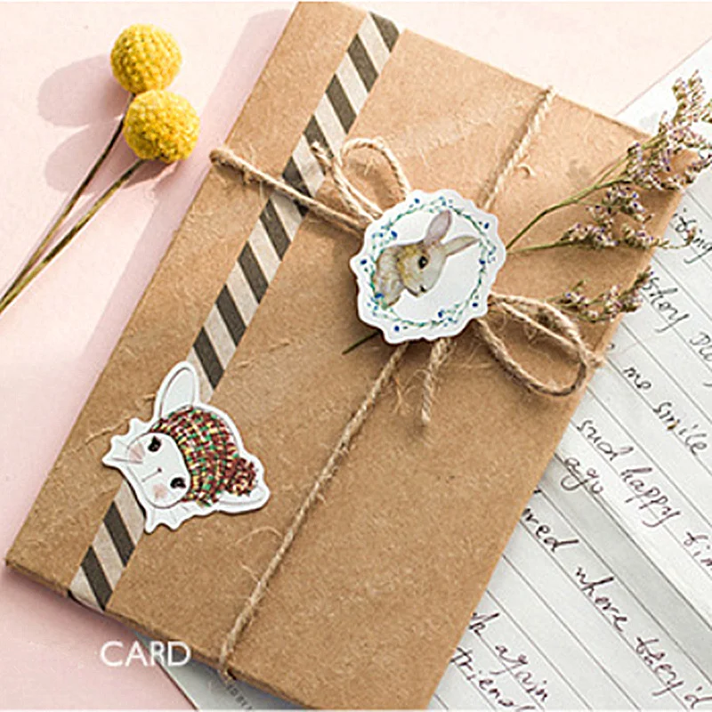 

46Pcs/pack Kawaii Rabbit Paper Envelope European Style Message Card Letter Stationary Storage Paper Sticker Gift
