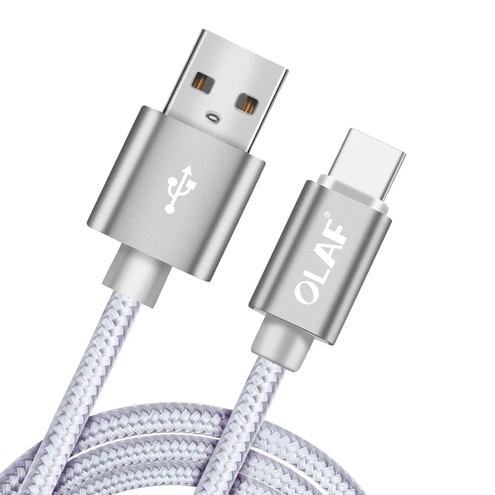 Олаф usb type-C кабель быстрой зарядки Usb кабель для samsung S9 S8 Note 9 кабель для Xiaomi huawei P10 9 мобильных телефонов зарядный шнур - Цвет: Sliver