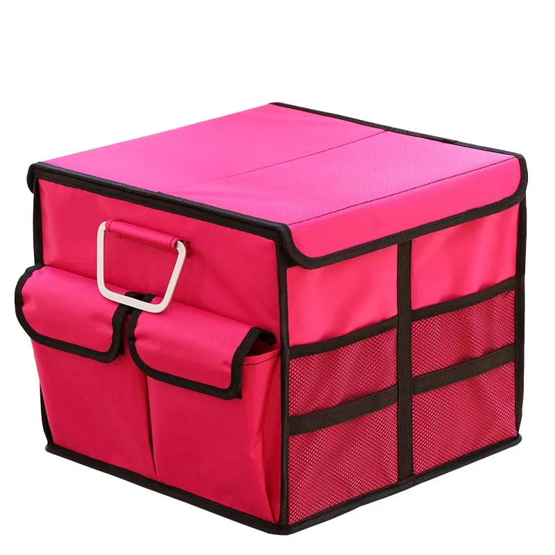Автомобильный органайзер для багажника, оксфордская Автомобильная задняя складная переносная сумка для хранения инструментов с чехлом, органайзер для еды, Авто Складная Коробка для хранения - Название цвета: S rose red