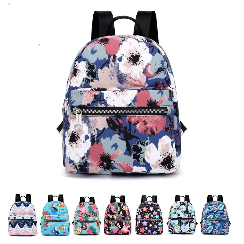 

S-7029# New Fashion Trend lady double shoulder bag Women Nylon Backpack Female Light Nylon Print Bag