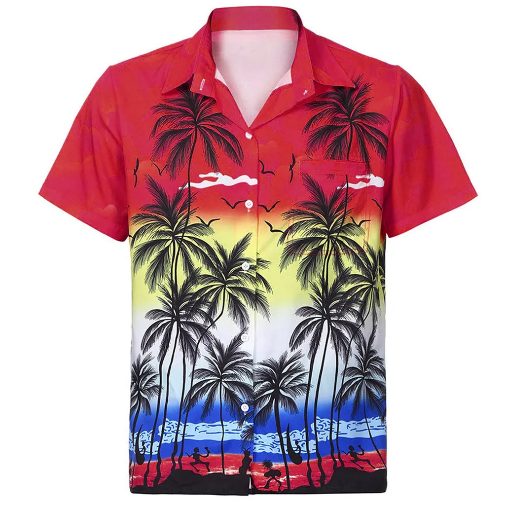 

Mens Hawaiian Shirt Male Casual Lemons Printed Beach Shirts Short Sleeve Brand Clothing Asian Shirt 2019 Men Shirt Clothing