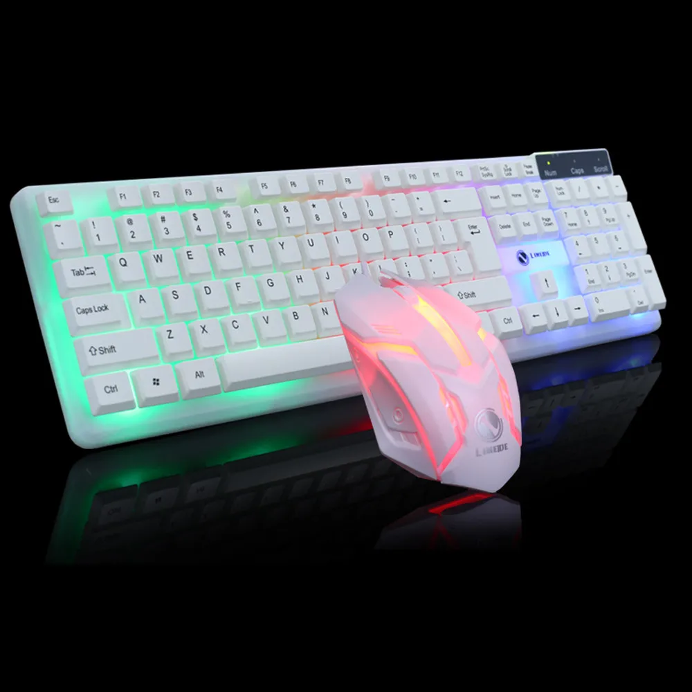 Красочный светодиодный USB проводной ПК с подсветкой, игровая клавиатура, мышь, набор геймеров, игровая мышь и клавиатура, комплект для дома и офиса